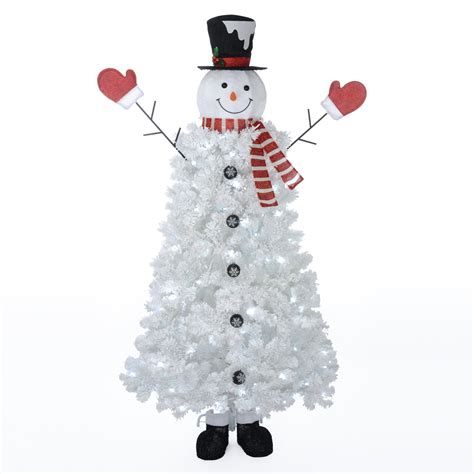 Holiday Time Snowman Christmas Tree With Cool White Lights 65