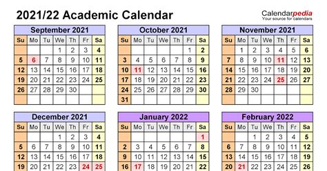 2021 22 Academic Calendar Template Lunar Calendar