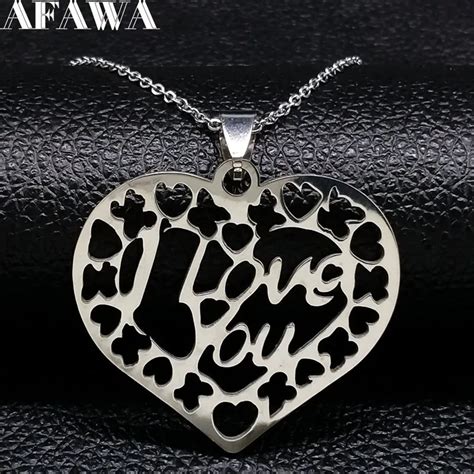 2019 Heart Stainless Steel Necklaces Pendants For Women Silver Color Statement Necklace