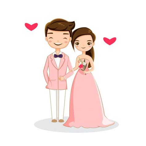 Premium Vector Sweet Romantic Couple Wedding Couple Cartoon Bride And Groom Cartoon Cute
