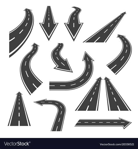 Arrow Road Set Road Arrows With White Markings Vector Image