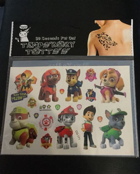 Paw Patrol Temporary Tattoos For Kids Ebay