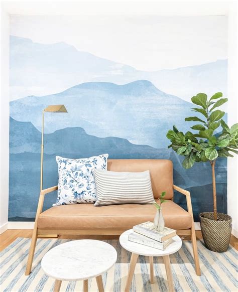 Watercolor Mountain Wallpaper Mountain Wallpaper Home Office Decor