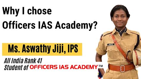 Why I Chose Officers Ias Academy Aswathy Jiji Ips All India Rank Youtube
