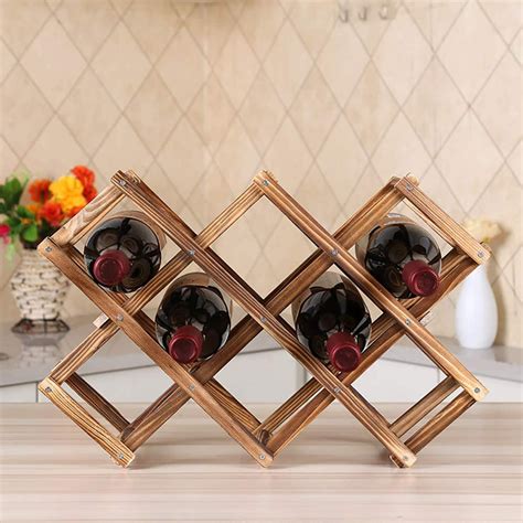 Wine Holder Foldable Wooden Wine Rack Drink Bottle Storage Organizer