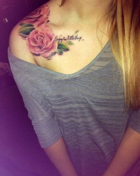 Beautiful Roses Flower Tattoos On Shoulder Tattooimagesbiz