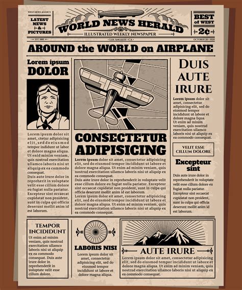 The three newspaper report examples in this pack could be read with your children to gauge their knowledge of the features of a newspaper report at. Old newspaper, vintage newsprint vector template By Microvector | TheHungryJPEG.com