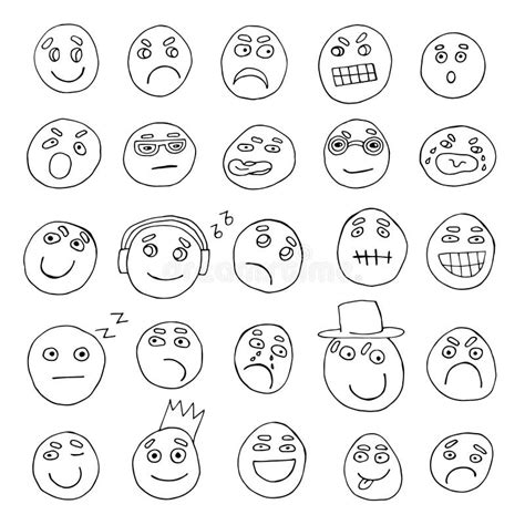 Set Of Vector Faces With Different Emotions Isolated On A White