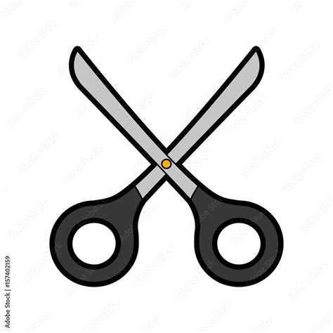 Cute Black Scissors Cartoon Vector Graphic Design Stock Vector Adobe
