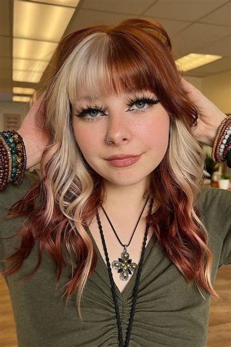 Honey Blonde And Auburn Split Dye Hair In 2022 Split Dyed Hair Dyed