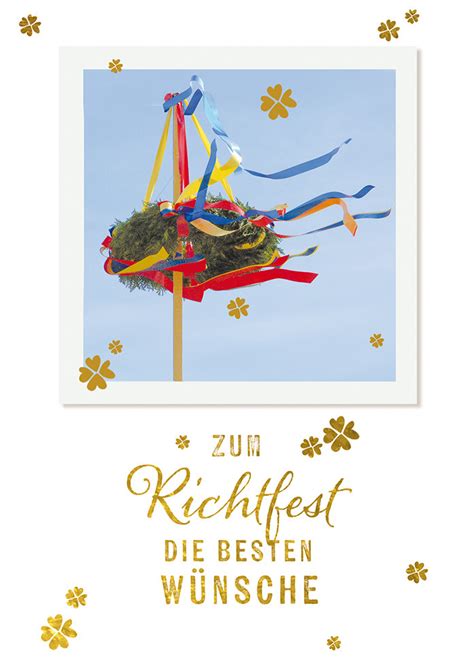Richtfest feiern geschenke zum richtfest blumengestecke selber machen diy schmuckschatulle einweihungsfeier geschenk haus. Glückwunschkarte "Zum Richtfest die besten Wünsche" online ...
