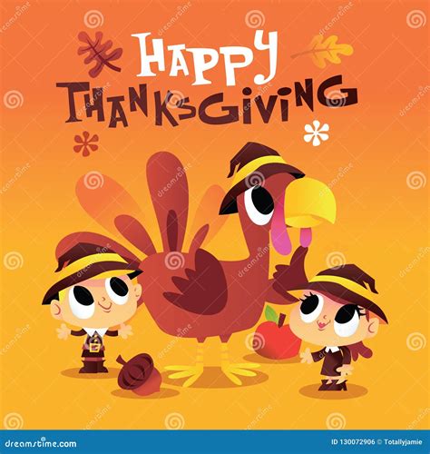 Super Cute Thanksgiving Turkey And Friends Stock Illustration