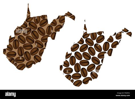 virginia occidental estados unidos de américa mapa de granos de café estado de west