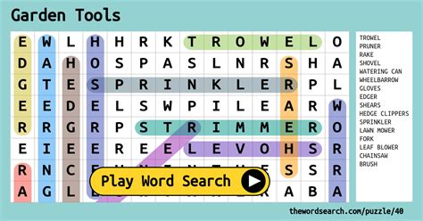 Garden Tools Word Search