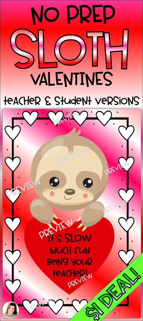 From simple hearts and cute animals for preschool kids to color in to more detailed valentine's for big kids, teens, and adults, we hope you find a coloring page that you like! Sloth Valentines Teacher and Student Versions Printable ...
