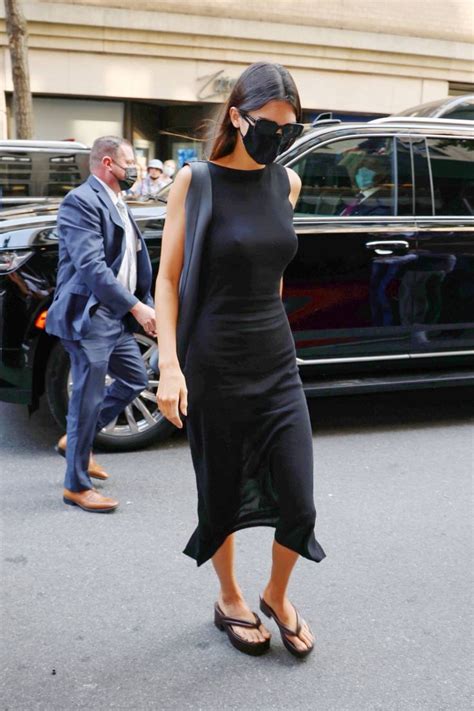 Kendall Jenner Dons An All Black Dress With Platform Sandals While