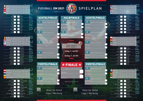 Die vorrunde der em 2021 wurde in elf städten in ganz europa ausgetragen. Fussball EM 2021 Spielplan & mit Ihrer Werbung & 3 Layouts