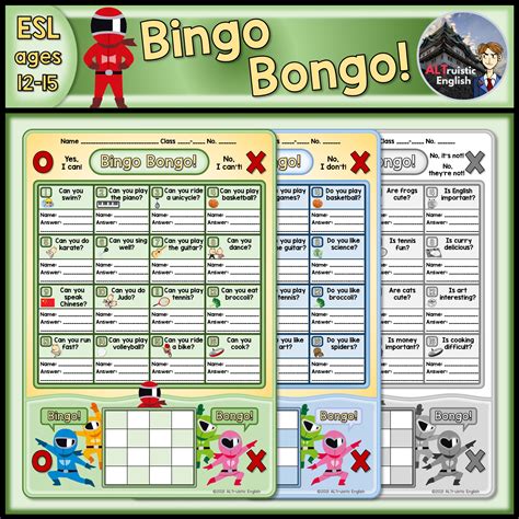 Editable Bingo English Grammar Review Game And Activity Worksheets Esl
