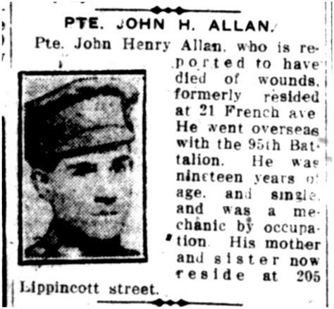 John Henry Allan The Canadian Virtual War Memorial Veterans Affairs