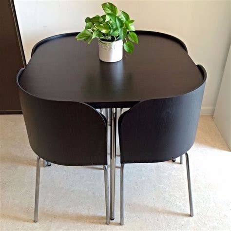 Ikea Fusion Space Saving Small Dining Table And Chairs Blackbrown In