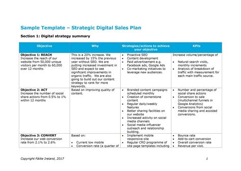 Get Our Example Of Key Account Sales Plan Template Sales Strategy