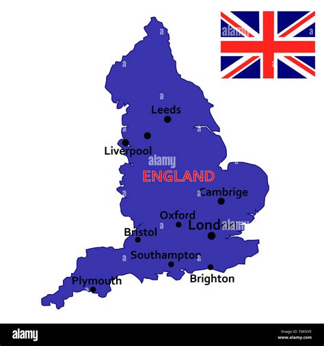 Mapa de Inglaterra. Silueta aislado sobre fondo blanco Fotografía de