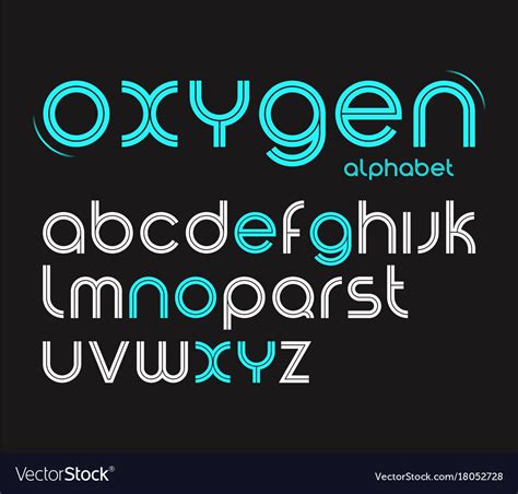 Round Style Minimalistic Font Alphabet Royalty Free Vector