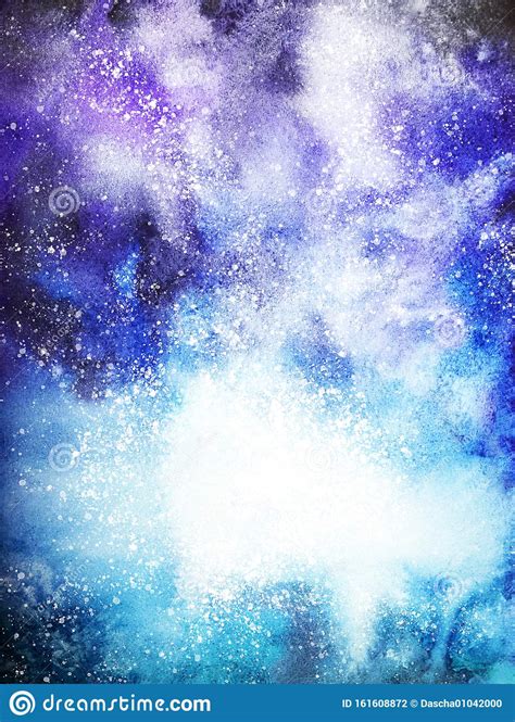 Galaxy Watercolor Illustrationbright Blue Violet Stock Illustration