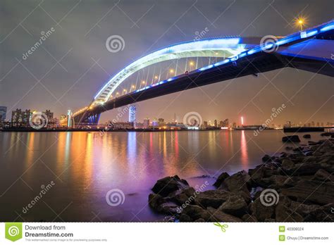 Beautiful Shanghai Lupu Bridge At Night Stock Photo Image Of Shanghai