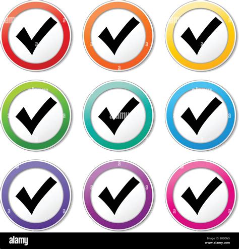 Illustration Of Check Mark Icons Various Colors Set Stock Vector Image