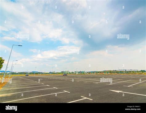 Empty Parking Lot With Blue Skies Stock Photo Alamy