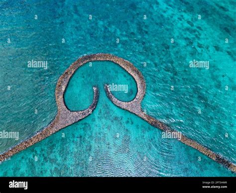 Aerial View Of Stone Tidal Weirs In Penghu Taiwan Stock Photo Alamy