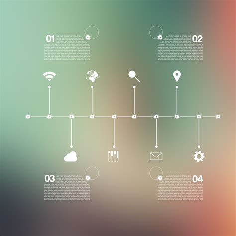 Timeline Infographic With Unfocused Background And Icons Set For