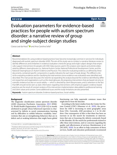 Pdf Evaluation Parameters For Evidence Based Practices For People