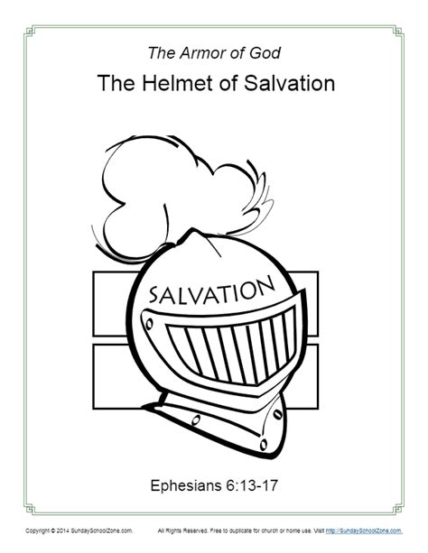 The Helmet Of Salvation Coloring Page Armor Of God Lesson Armor Of
