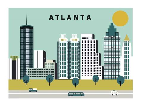 Atlanta Cityscape Day Illustrations Royalty Free Vector Graphics