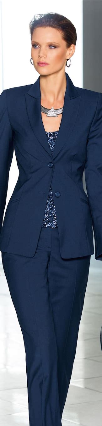 Womens Navy Blue Pant Suit Hardon Clothes