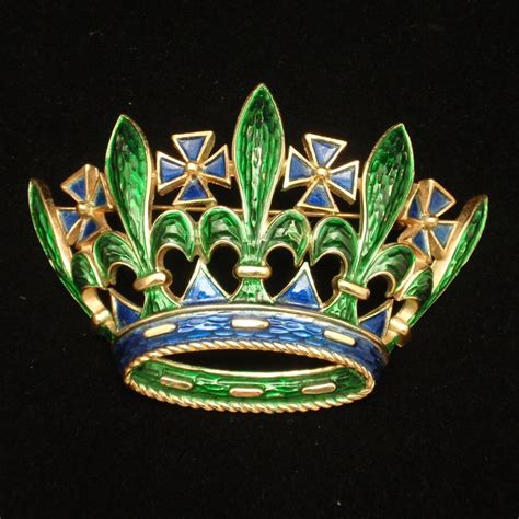 Crown Brooch Pin Enamel Vintage Trifari Large From Eccentricitycharm On