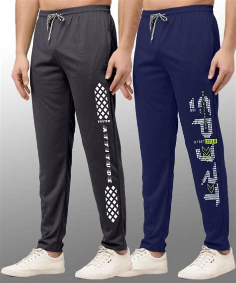 Buy Urban Buccachi Men Blue Grey Printed Lycra Blend Pack Of Track Pants M Online At Best