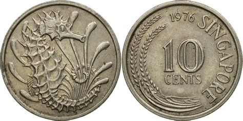 Coin Singapore 10 Cents 1976 Singapore Mint Copper Nickel KM 3