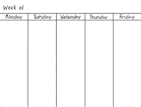 Blank Days Of The Week Calendar