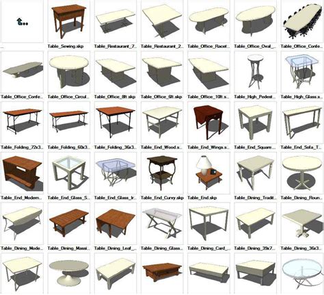 Sketchup Tables 3d Models Download Free Autocad Blocks And Drawings