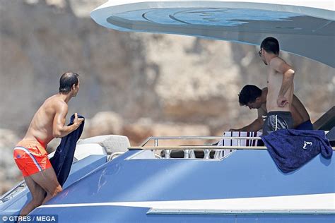 Rafael Nadal Looks In Great Spirits On Board Luxury Yacht Daily Mail