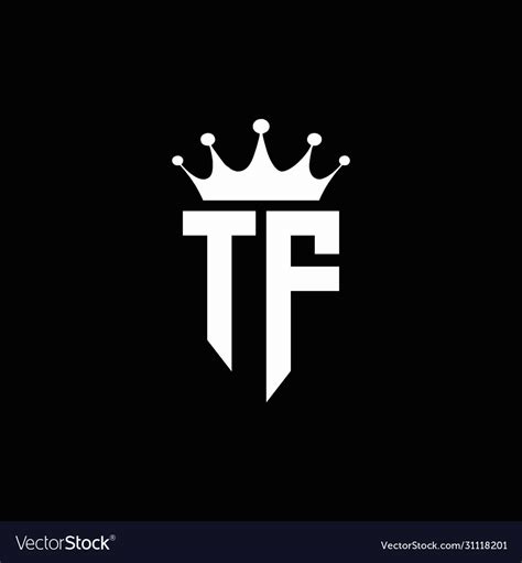 Tf Logo Monogram Emblem Style With Crown Shape Vector Image
