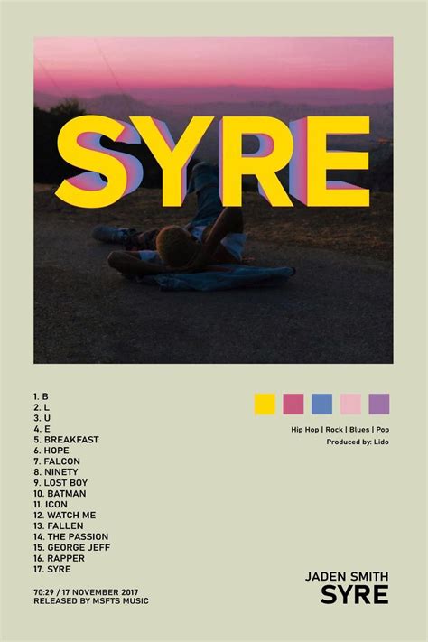 Syre Jaden Smith Album Cover Poster In 2023 Music Poster Music
