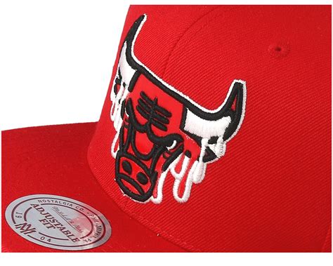 Chicago Bulls Dripped Red Snapback Mitchell And Ness Caps