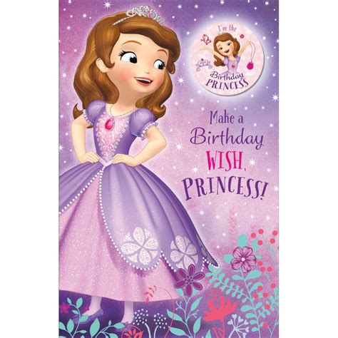 Video and share with your loved one on their. Birthday Princess Sofia the First Birthday Card With Badge ...