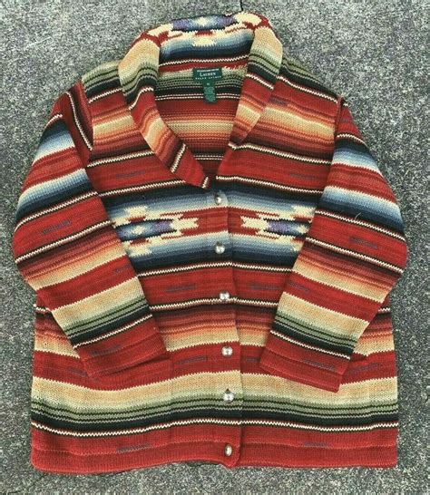 Ralph Lauren Aztec Indian Southwest Serape Cardigan Sweater Rrl Plus