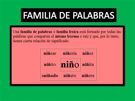 Familia De Palabras Ejemplos