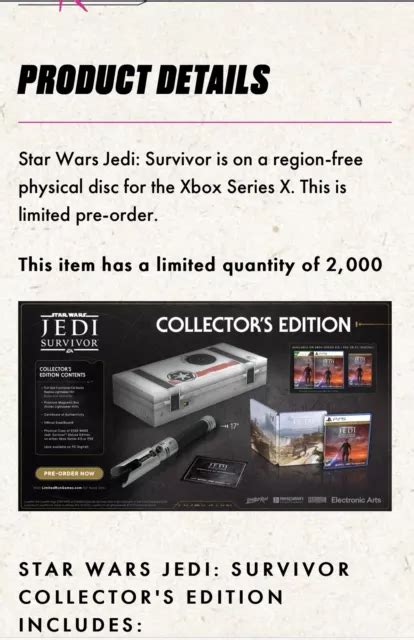 Star Wars Jedi Survivor Limited Edition 70000 Picclick